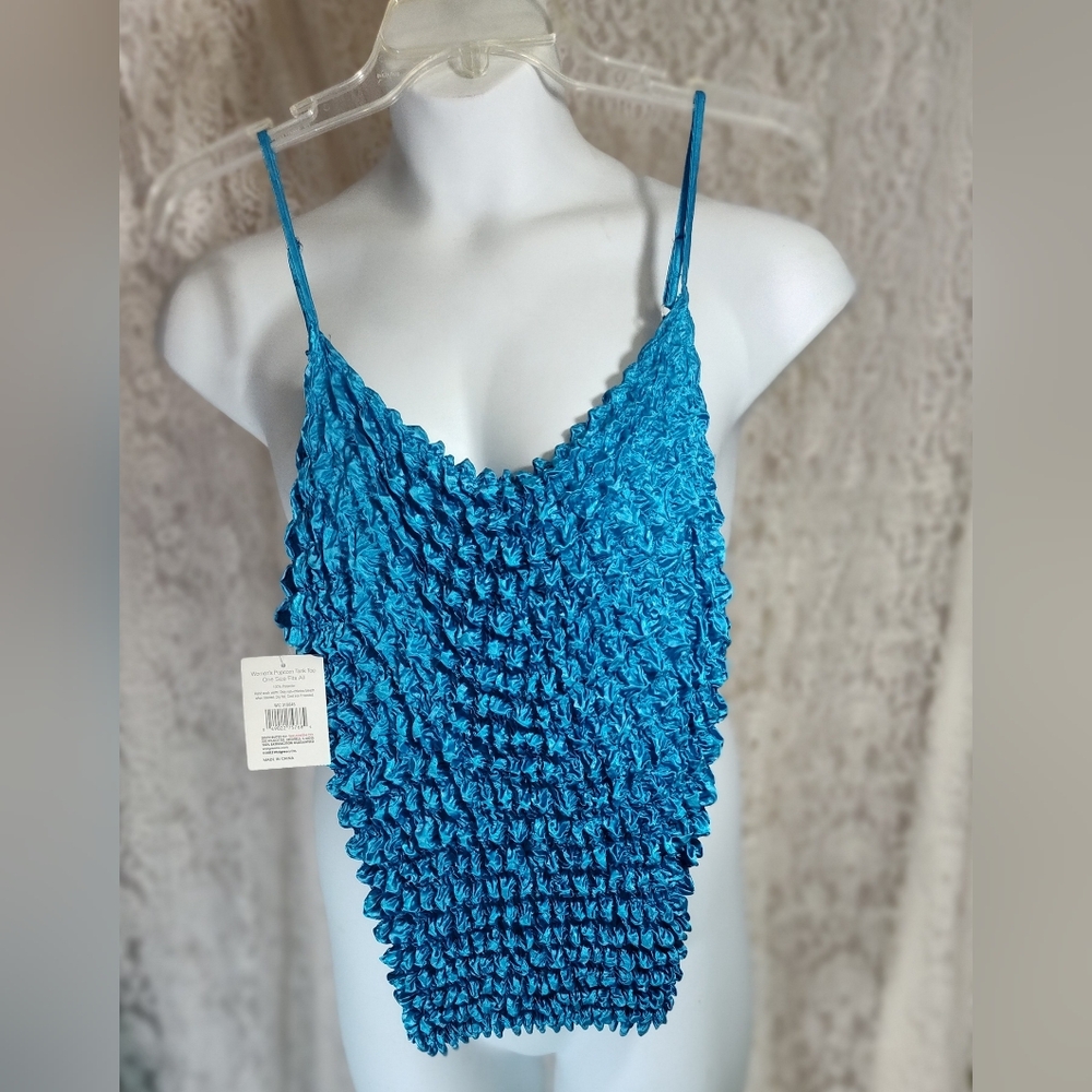West Loop Turquoise Textured Camisole Bubble Stretch